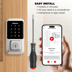 Kwikset Halo Touchscreen Wi - Fi Smart Deadbolt Hardware Lock with Smartkey Satin Nickel - Matte Black