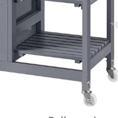 Kitchen Island Cart on Wheels with Storage, Rolling Bar Cart with Solid Wood Top and 3 Drawers, 3 Removable Shelves, Serving Utility Carts for Dining Room/Small Kitchen, Dark Gray ???