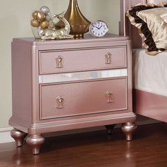 Contemporary Rosé Gold Twin Size Bed 6pc Set Dresser Mirror Nightstand Chest Padded HB Tufted Bedroom Furniture Solid Wood