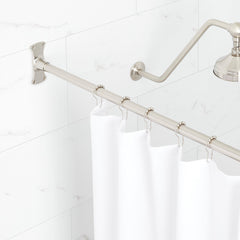 Signature Hardware 60" Brass Straight Shower Curtain Rod Finish: Brushed Nickel