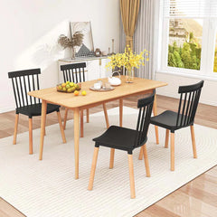 Set of 4 Windsor Dining Chairs, Modern Armless Side Kitchen Chairs with Spindle Back, Curved Seat & Solid Wood Legs for Living Room, Restaurant - White
