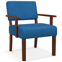 Modern Accent Chair Linen Armchair with Rubber Wood Frame, Mid Century Upholstered Reading Chair for Living Room Bedroom Reception - Gray / 2
