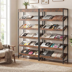 Tangkula 6-Tier Tall Freestanding Bookshelf with Angled Shelves for Home Office
