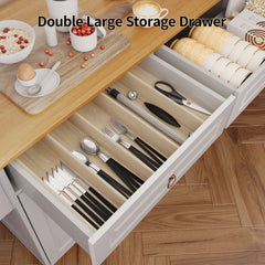 Lofka 52 - Inch Kitchen Island with Storage on Wheels with Wood Drop Leaf, Ideal for Small Kitchens