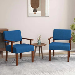 Modern Accent Chair Linen Armchair with Rubber Wood Frame, Mid Century Upholstered Reading Chair for Living Room Bedroom Reception - Gray / 1