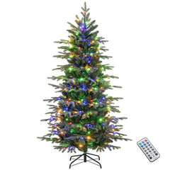 6/7.5/9 FT Pre-lit Artificial Christmas Tree with 260/380/560 Multicolor Lights, 714/1162/1770 Branch Tips, 11 Lighting Modes, Remote & Timer - 7.5 FT