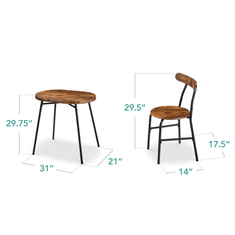 Best Choice Products 3 - Piece Modern Oval Dining Table Set, Small Kitchen Dinette W/ 2 Chairs - Black/Black