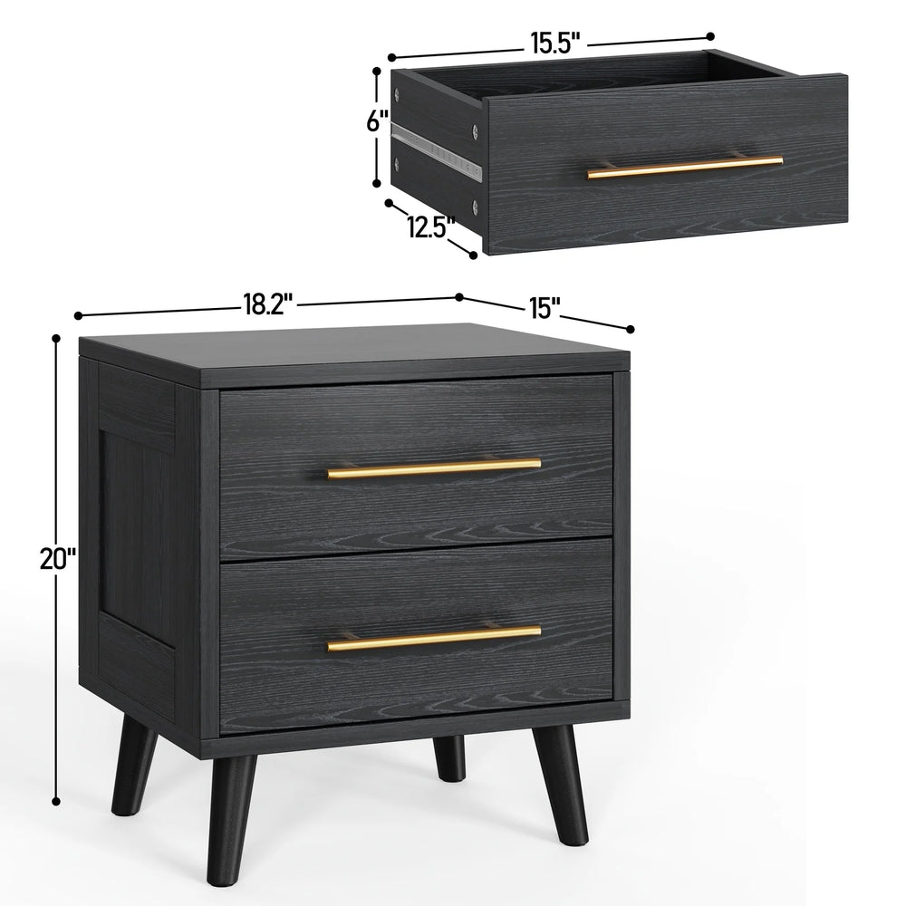 Noelse 3 Piece Bedroom Furniture Set, 6 Drawer Dresser with 2 Nightstands, Modern Wood Storage Organizer with Metal Handles for Bedroom, Living Room, Black