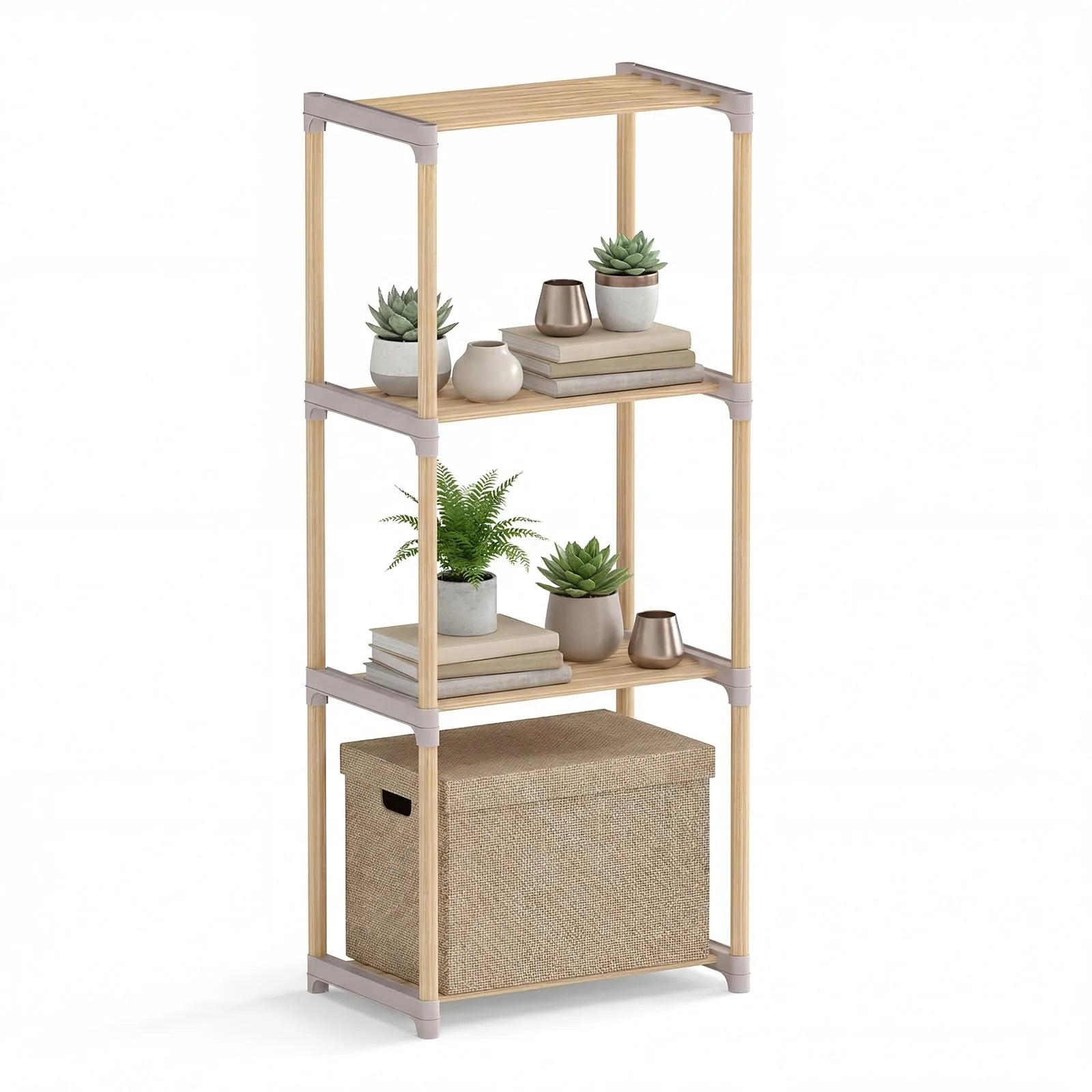 Tangkula 4/5-Tier Solid Wood Bookshelf for Home Office