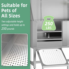 AECOJOY 50'' Professional Stainless Steel Dog Washing Station, Height Adjustable Pet Grooming Dog Bathtub with Ramp