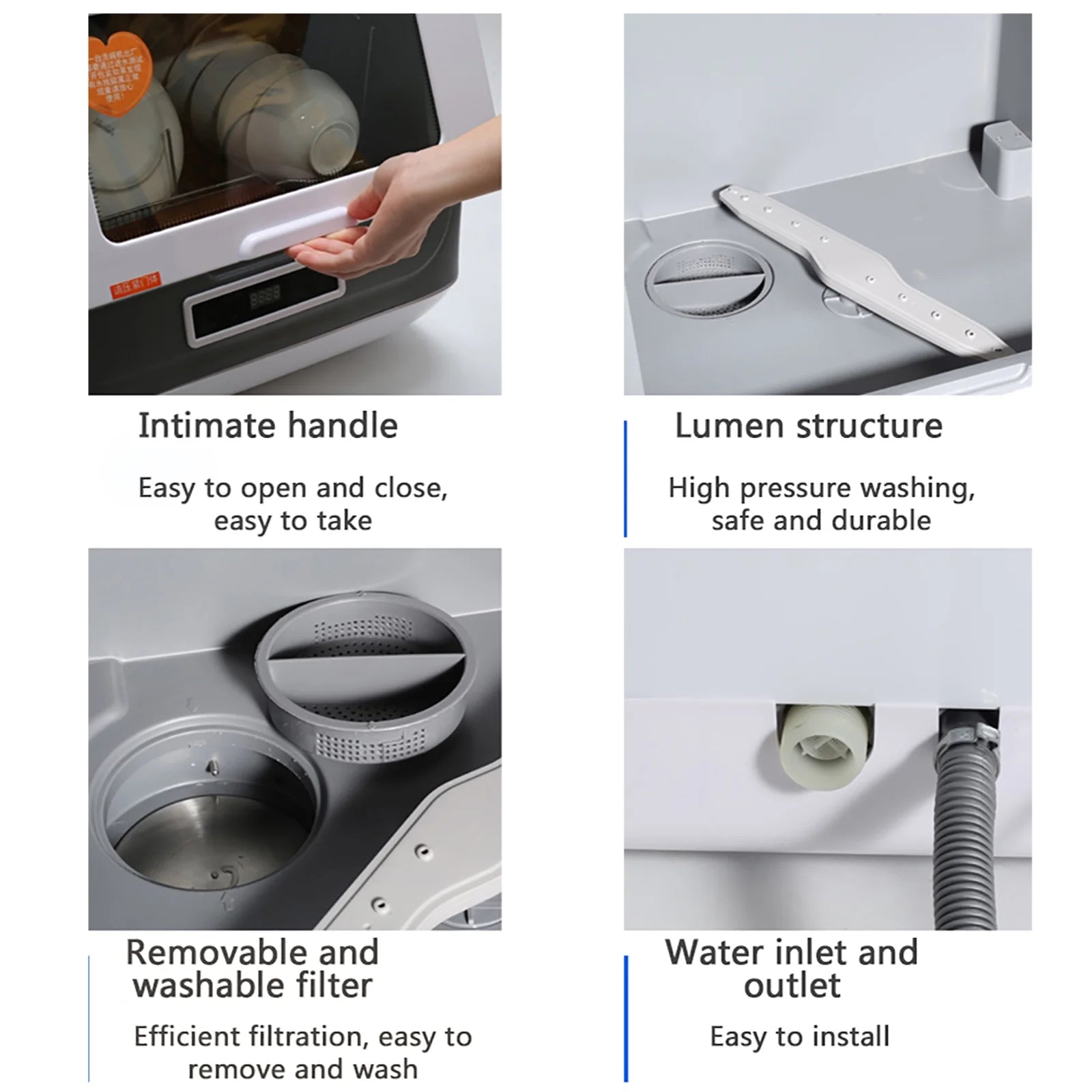 Autrinix Portable Dishwasher with 99.9% Sterilization, 3 Wash Modes & Water - Saving Function, Compact Design, Perfect for Apartments & Small Kitchens
