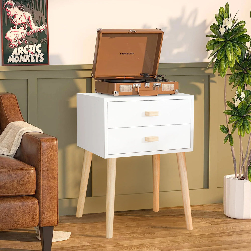 Syngar Nightstand Set of 2, Bedroom Bedside Table with 2 Drawer Storage Shelf, Simple Modern Night Stand End Table with Wood Handle, Easy Assembly, Suitable for Living Room Bedroom Furniture, White - Style 4#Brown