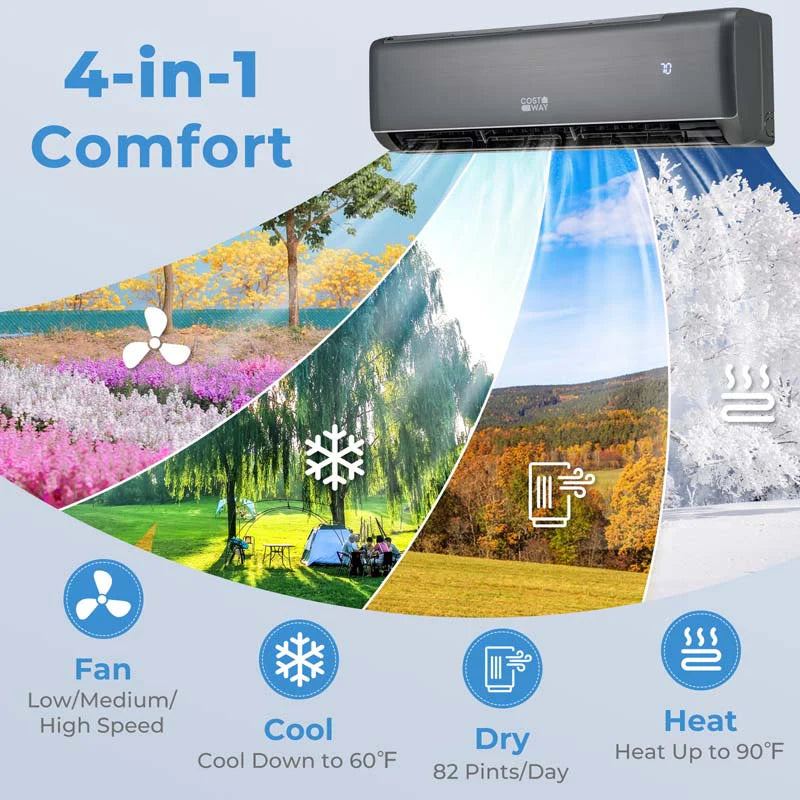 Energy Star 18000 BTU Mini Split Air Conditioner & Heater, 21 SEER2 208-230V Inverter Split AC Unit with Heat Pump for Rooms up to 1250 Sq.Ft