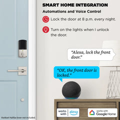 Kwikset Halo Touchscreen Wi - Fi Smart Deadbolt Hardware Lock with Smartkey Satin Nickel - Polished Chrome
