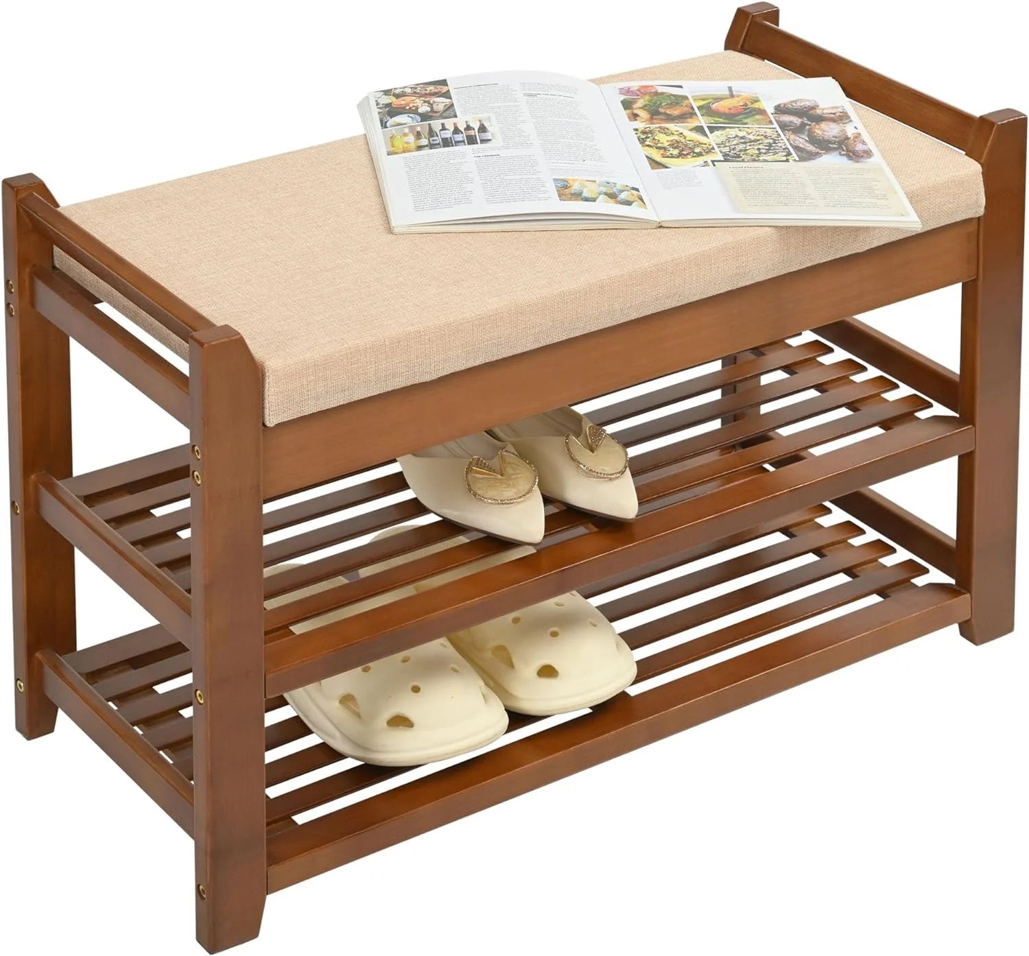 Shoe Rack for Front Door Entrance, 28 Entryway Bench with Coat Rack, Hall Tree Shoe Bench with Storage for Entry, Hallway, Bedroom, Living Room