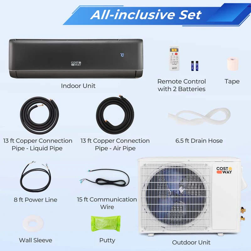 22,000 BTU Wifi Enabled Mini Split Air Conditioner and Heater, 21 SEER2 208-230V Inverter Split AC Unit with Heat Pump