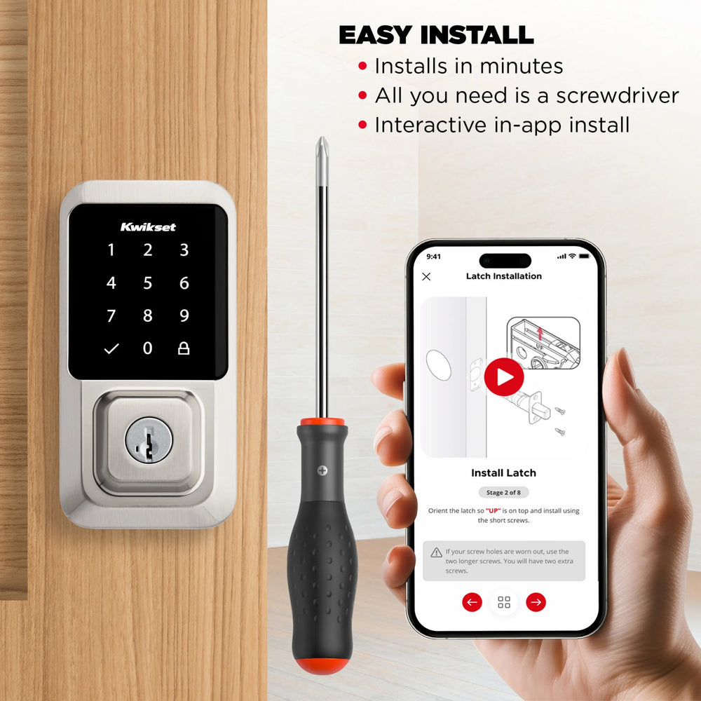 Kwikset Halo Touchscreen Wi - Fi Smart Deadbolt Hardware Lock with Smartkey Satin Nickel - Matte Black