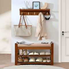 Shoe Rack for Front Door Entrance, 28 Entryway Bench with Coat Rack, Hall Tree Shoe Bench with Storage for Entry, Hallway, Bedroom, Living Room