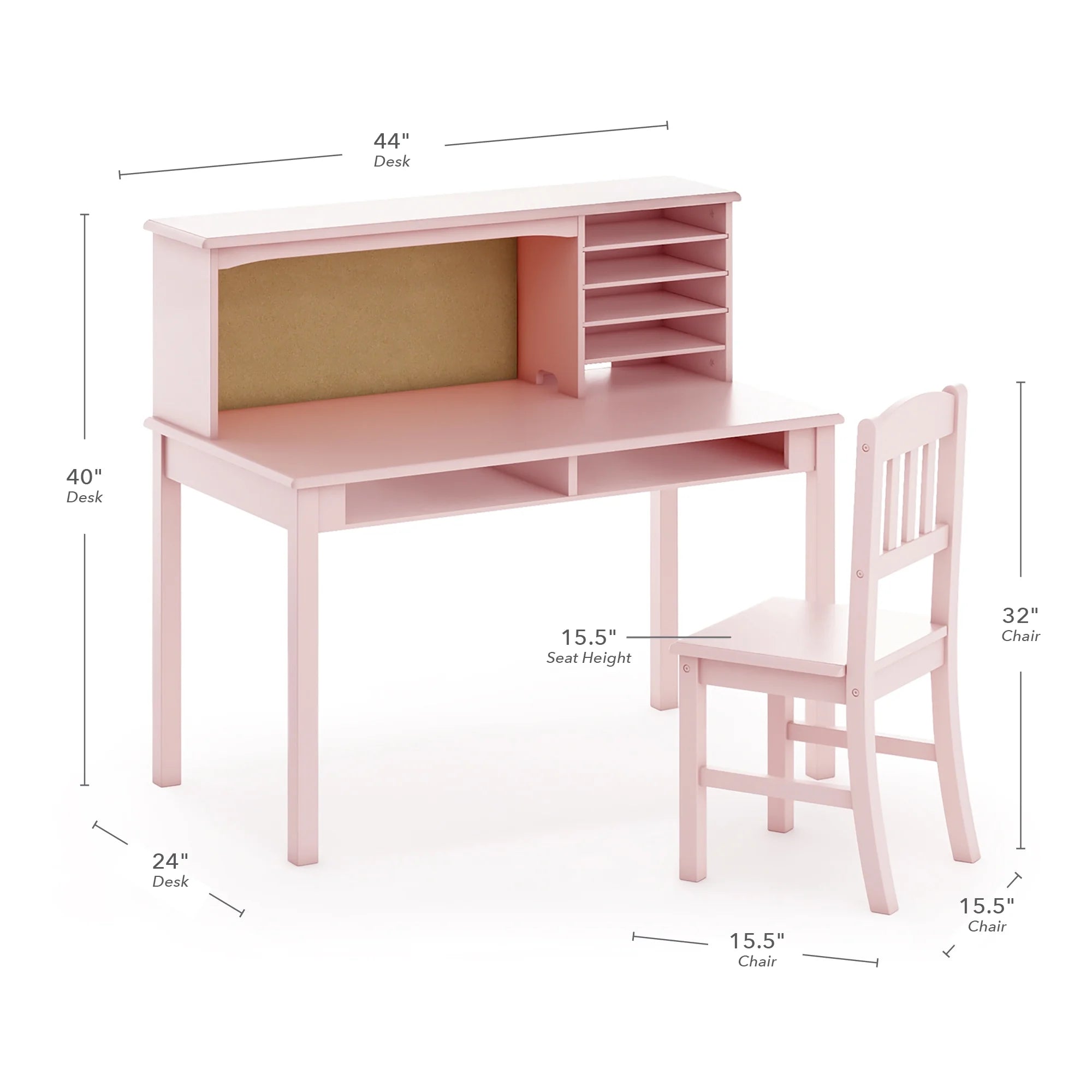 Guidecraft Kids Media Desk and Chair Set - Gray: Kids Desk and Chair Set, Study Table for Kids with Hutch and Shelf, Wood Bedroom Furniture Set