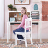 Guidecraft Kids Media Desk and Chair Set - Gray: Kids Desk and Chair Set, Study Table for Kids with Hutch and Shelf, Wood Bedroom Furniture Set - Lavender