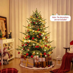 6/7/8 FT Pre-Lit Artificial Christmas Tree, Hinged Xmas Tree with 240/340/450 Warm White LED Lights, 8 Lighting Modes, 778/1090/1480 Branch Tips - 7 FT