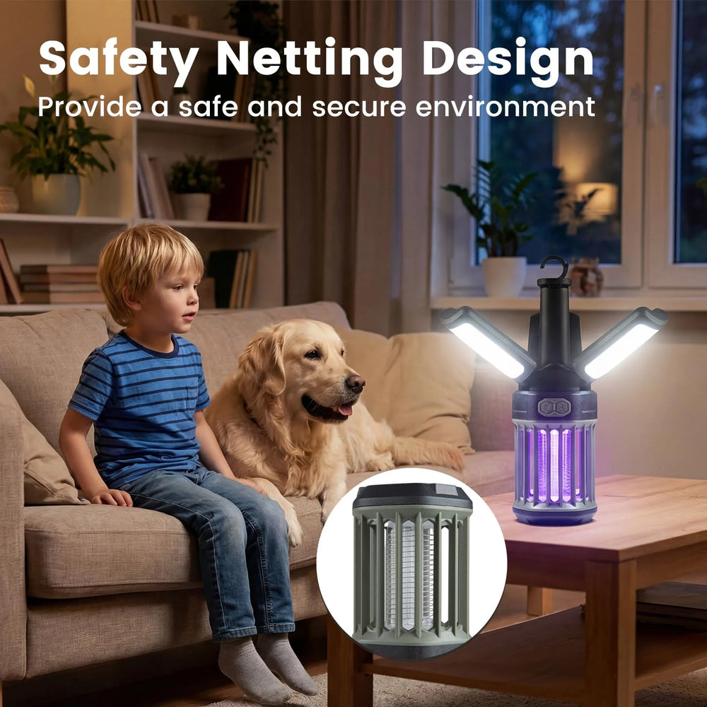 Tangkula 3-Petal Foldable Bug Zapper Adjustable Lighting Modes Type-C Rechargeable