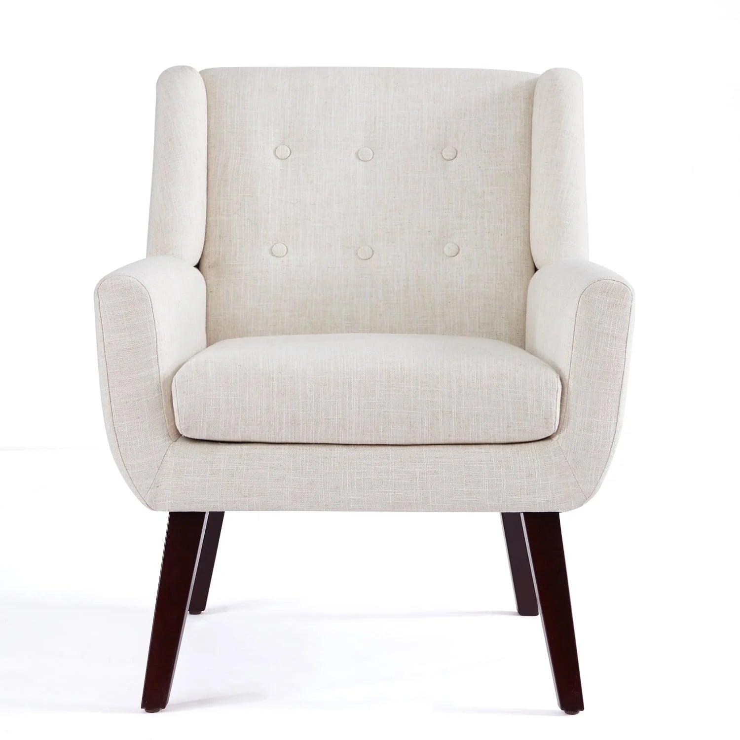 HUIMO Accent Chair, Button - Tufted Upholstered Living Room Chairs, Mid Century Modern Comfy Reading Chairs for Bedroom, Living Room, Beige