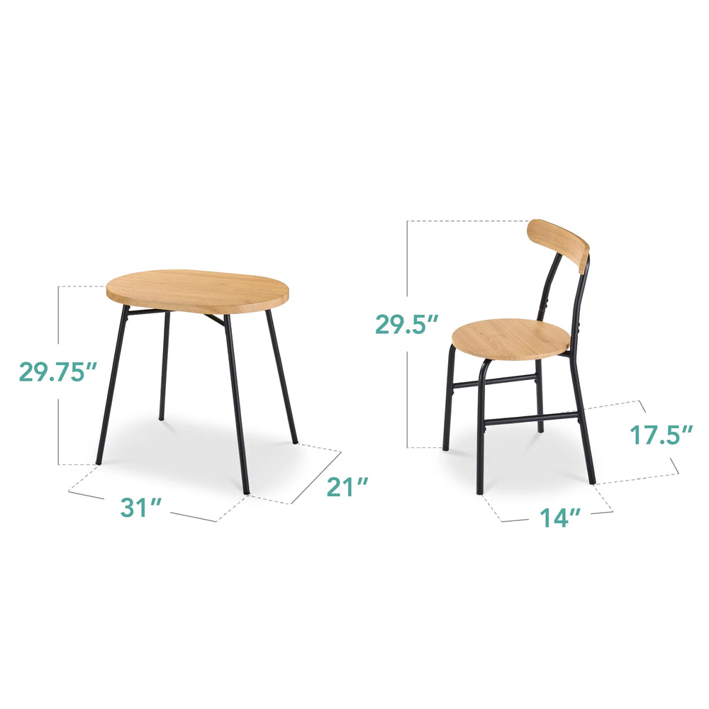 Best Choice Products 3 - Piece Modern Oval Dining Table Set, Small Kitchen Dinette W/ 2 Chairs - Black/Black