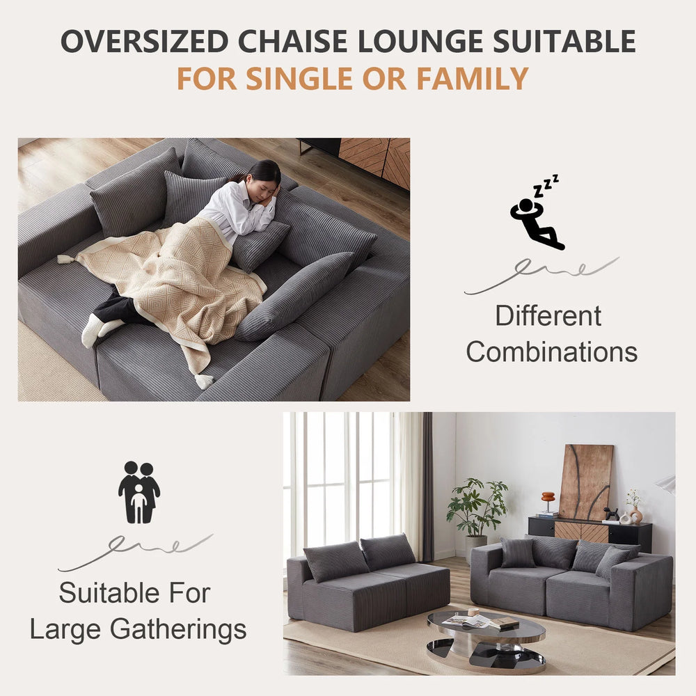 104 - Inch Corduroy Modular L Shaped Sectional Sofa, Luxury Floor Couch Set, Upholstered Indoor Furniture, Foam - Filled Compressed Sofa for Living Room, Bedroom, 4 PC Free Combination ?