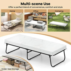 Cot Size Rollaway Guest Bed with Memory Foam Mattress, 75"x31" Portable Folding Bed with Heavy-Duty Metal Frame for Home Office Small Spaces