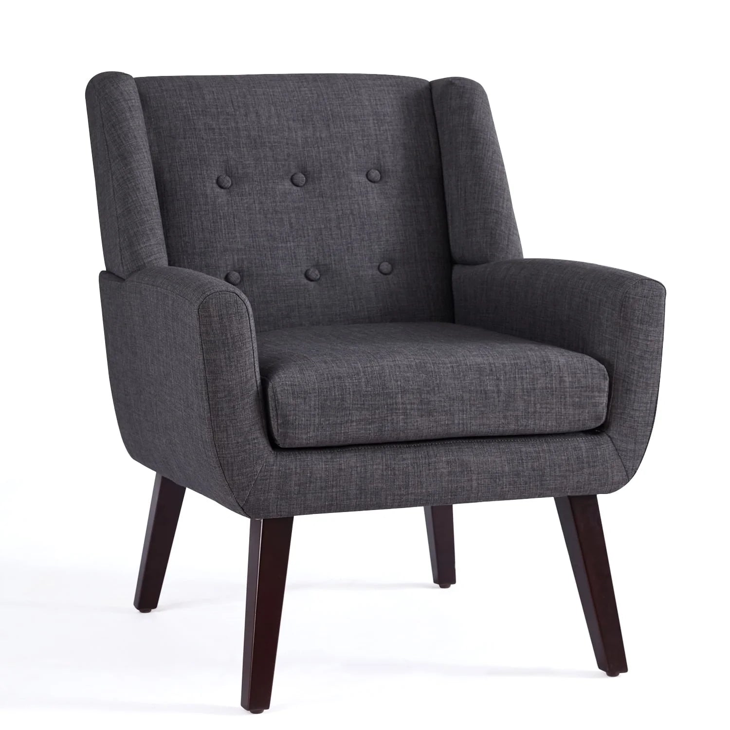 HUIMO Accent Chair, Button - Tufted Upholstered Living Room Chairs, Mid Century Modern Comfy Reading Chairs for Bedroom, Living Room, Beige - Yellow