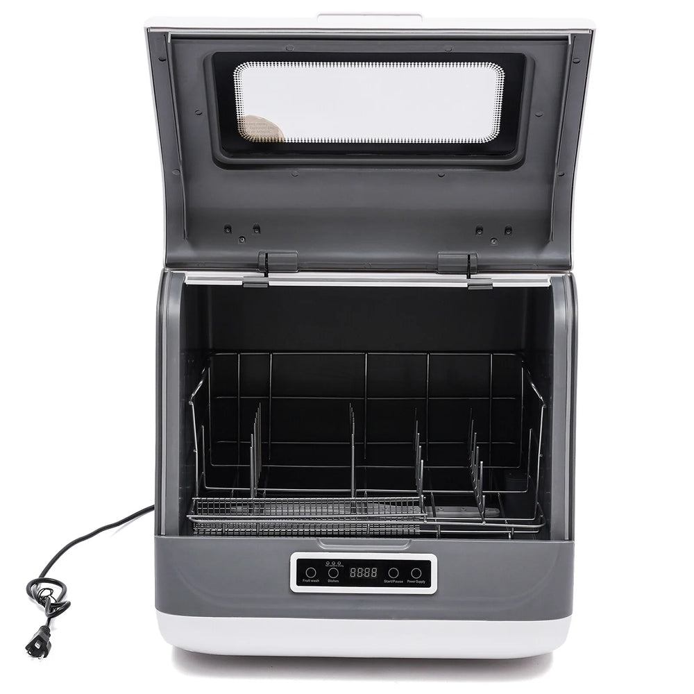 110V 800W Countertop Dishwasher - Stainless Steel, 3 Wash Modes + Fruit Wash, Touch Control, Space - Saving, Ideal for Small Kitchens & Rvs