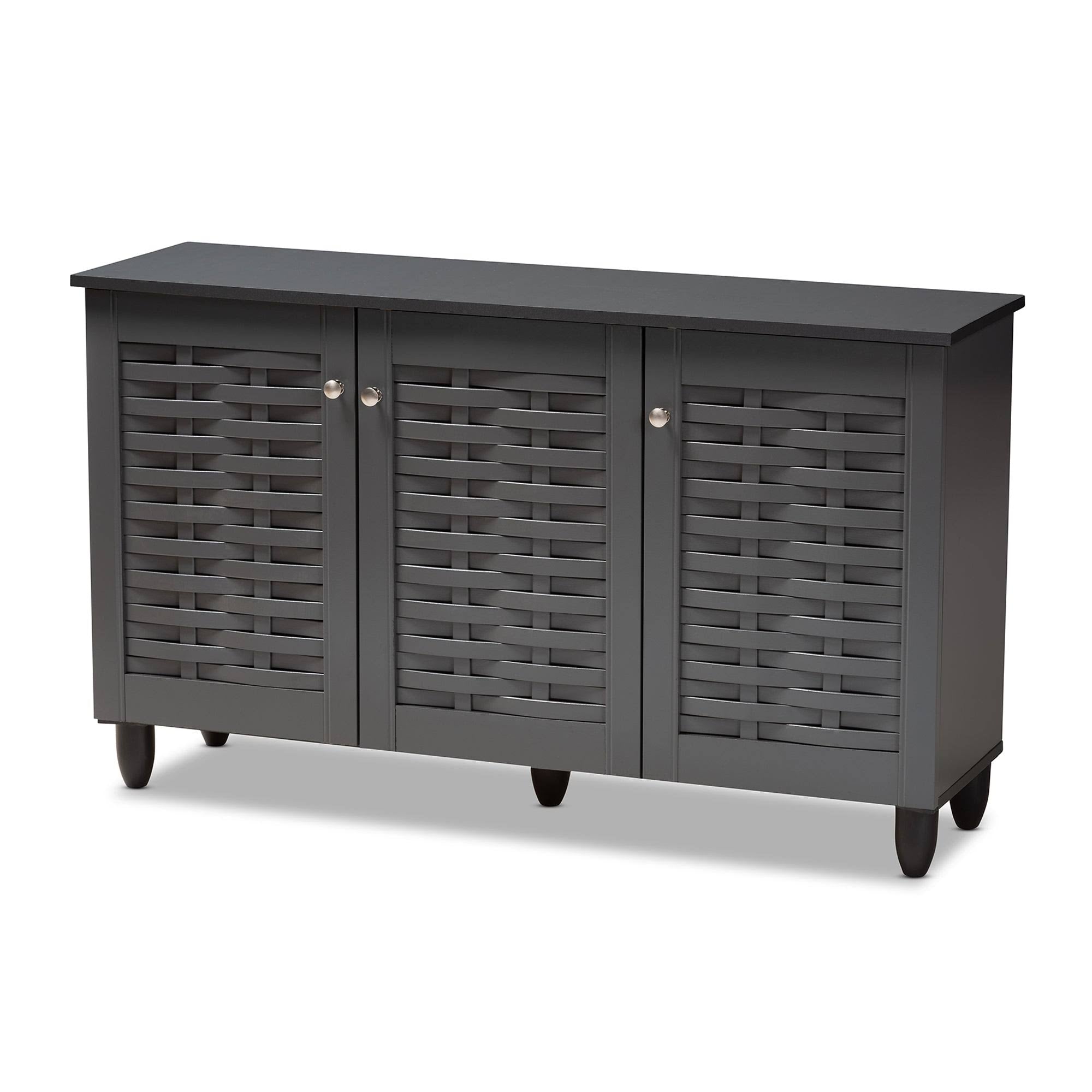 Baxton Studio Winda Dark Gray 3-Door Wooden Entryway Shoe Storage Cabinet