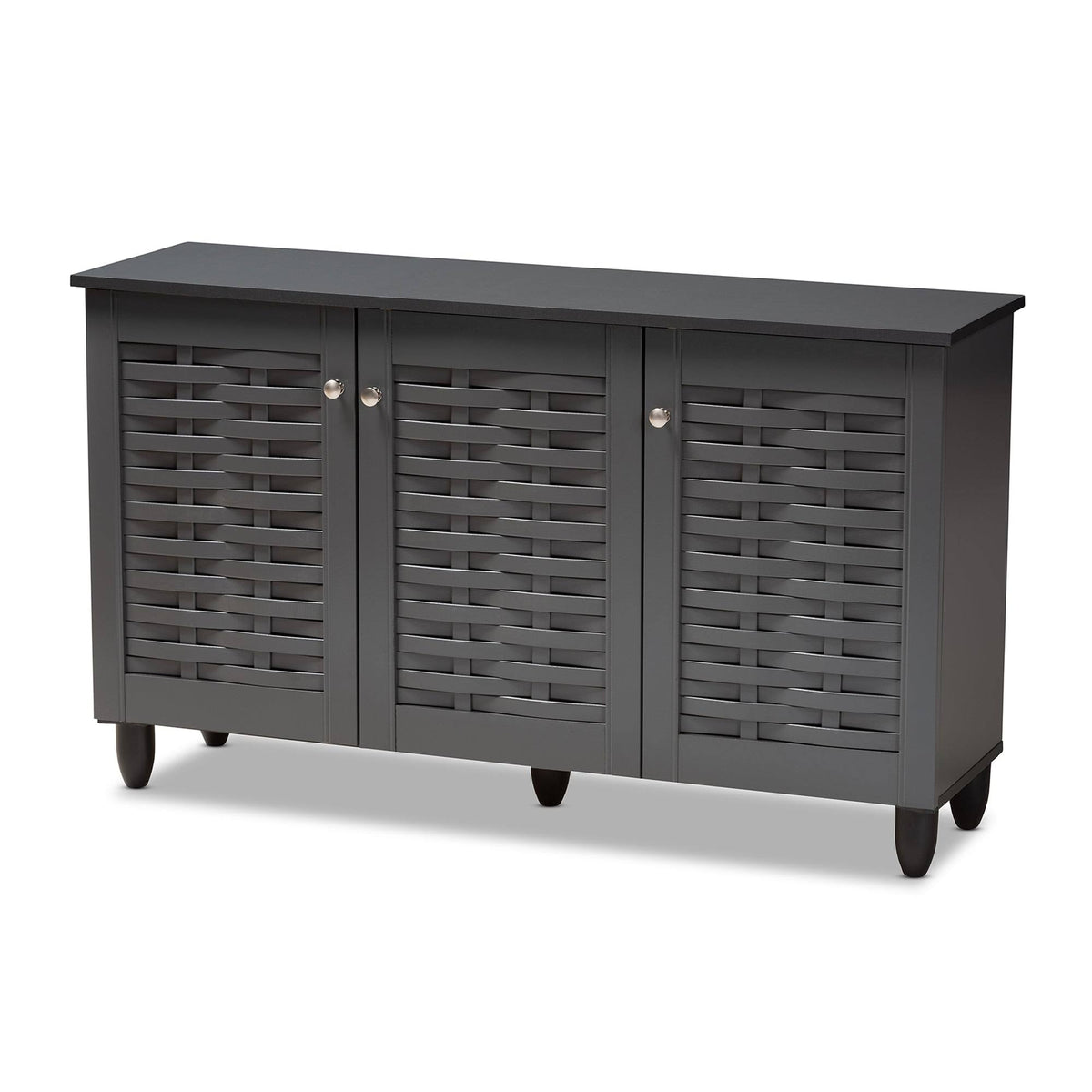 Baxton Studio Winda Dark Gray 3-Door Wooden Entryway Shoe Storage Cabinet