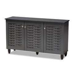 Baxton Studio Winda Dark Gray 3-Door Wooden Entryway Shoe Storage Cabinet