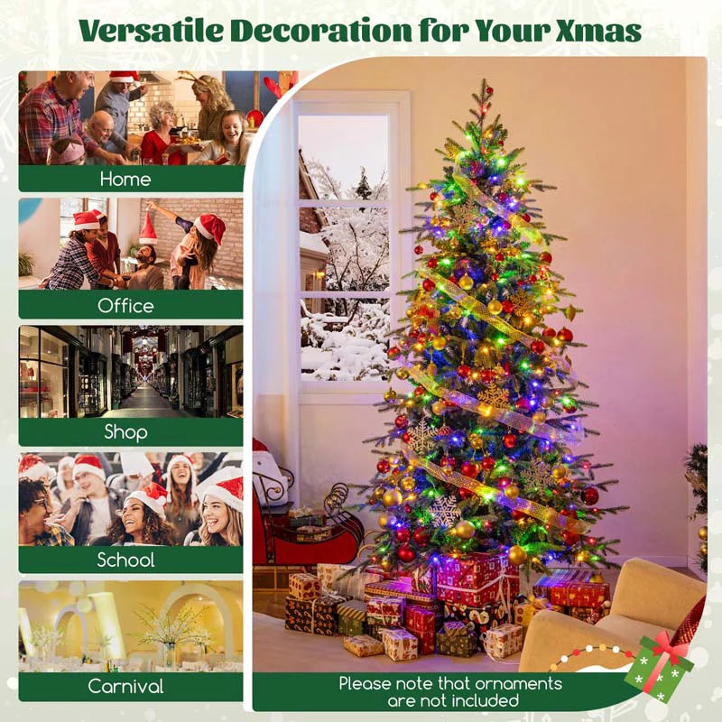 6/7.5/9 FT Pre-lit Artificial Christmas Tree with 260/380/560 Multicolor Lights, 714/1162/1770 Branch Tips, 11 Lighting Modes, Remote & Timer