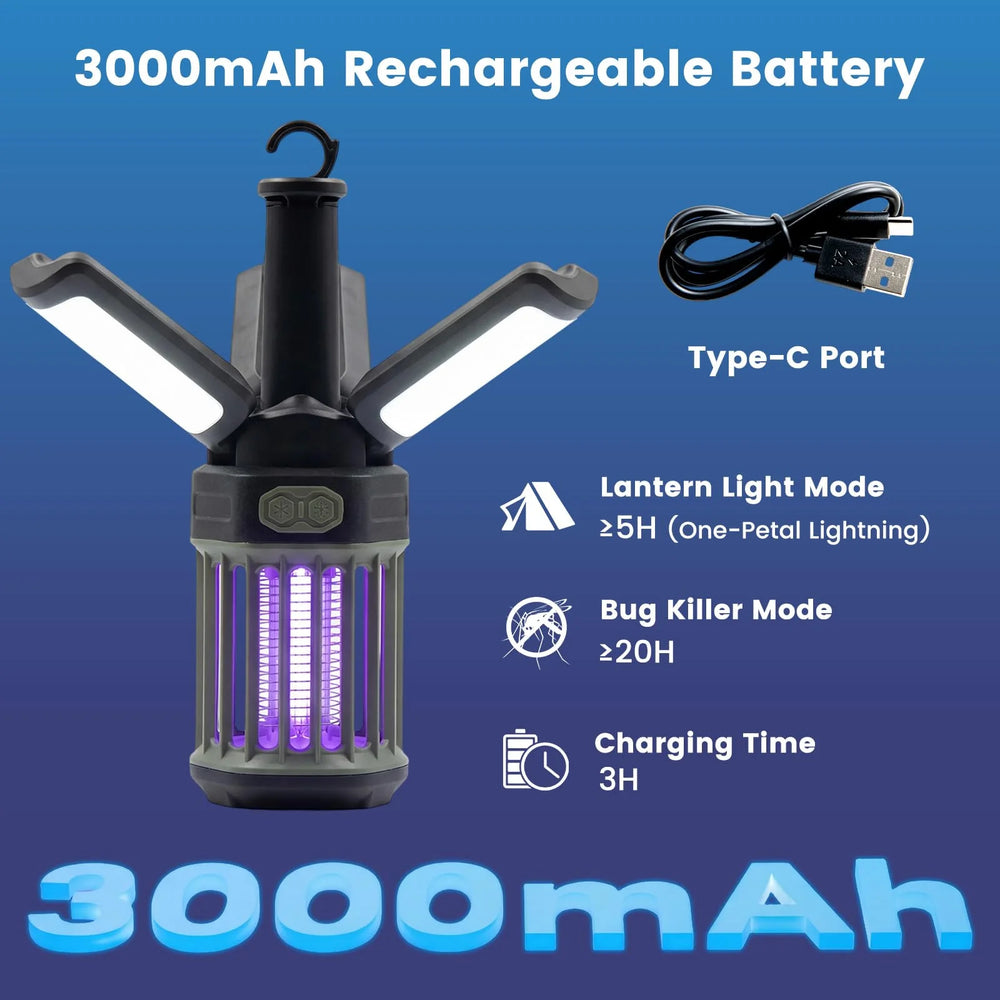 Tangkula 3-Petal Foldable Bug Zapper Adjustable Lighting Modes Type-C Rechargeable