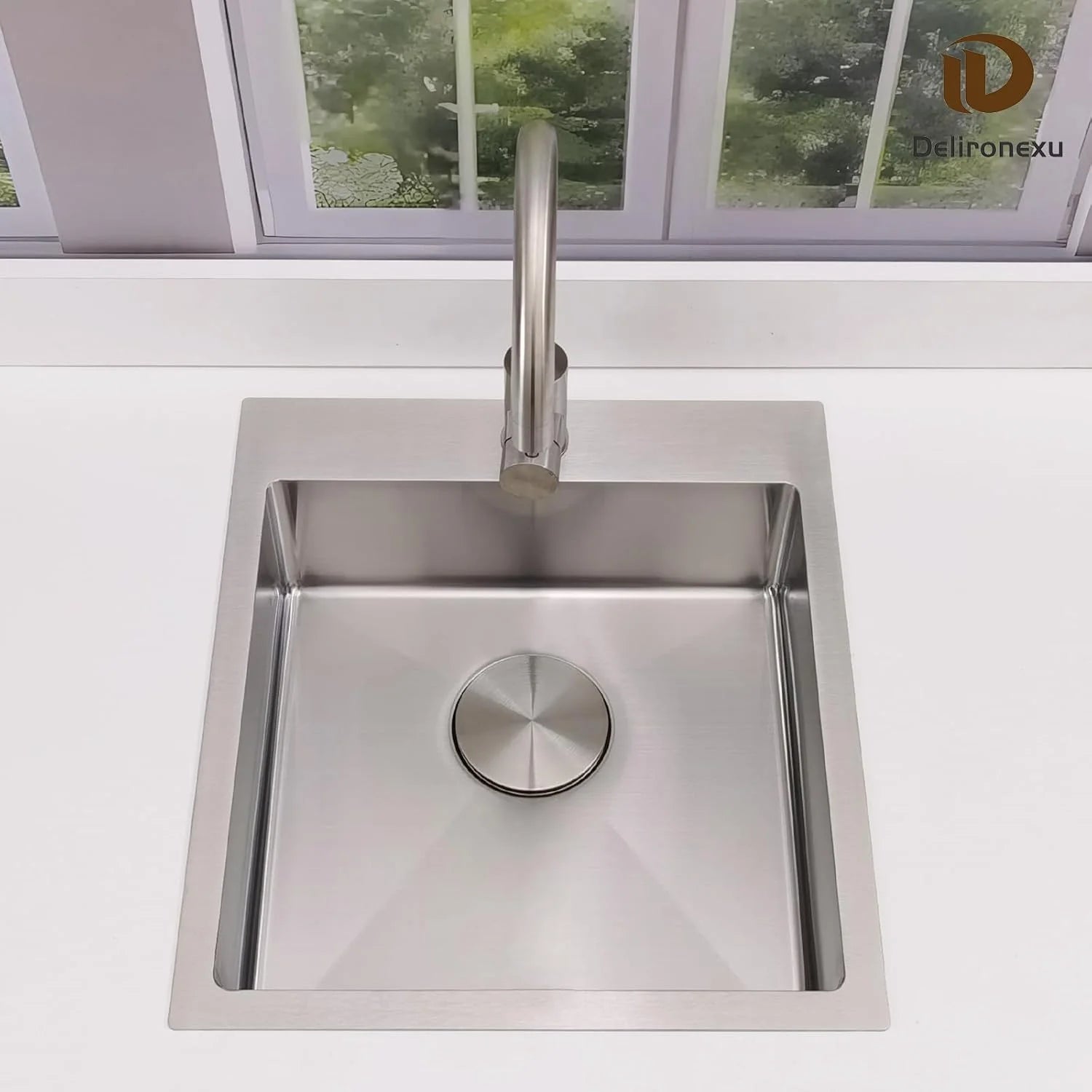 17 in Bar Sink Drop in - Small Kitchen Sink, Modern 18 Gauge Stainless Steel Sink with Brushed Finish, 17"x19"x6" Single Bowl Kitchen Sinks for RV, Prep, and Outdoor Use