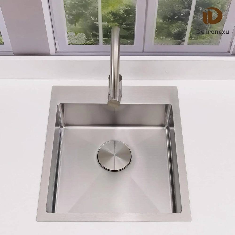 17 in Bar Sink Drop in - Small Kitchen Sink, Modern 18 Gauge Stainless Steel Sink with Brushed Finish, 17"x19"x6" Single Bowl Kitchen Sinks for RV, Prep, and Outdoor Use