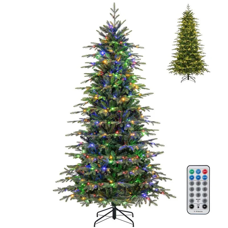 6/7.5/9 FT Pre-lit Artificial Christmas Tree with 260/380/560 Multicolor Lights, 714/1162/1770 Branch Tips, 11 Lighting Modes, Remote & Timer