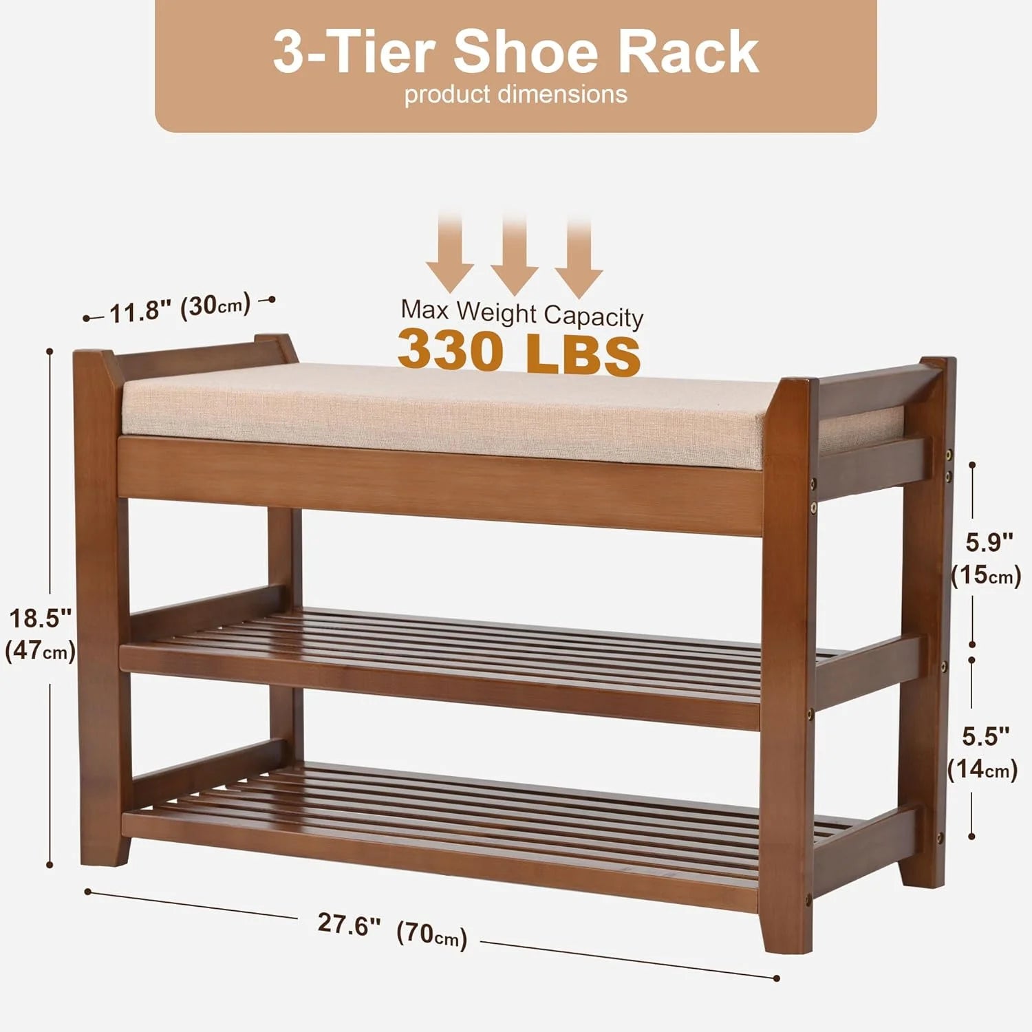 Shoe Rack for Front Door Entrance, 28 Entryway Bench with Coat Rack, Hall Tree Shoe Bench with Storage for Entry, Hallway, Bedroom, Living Room