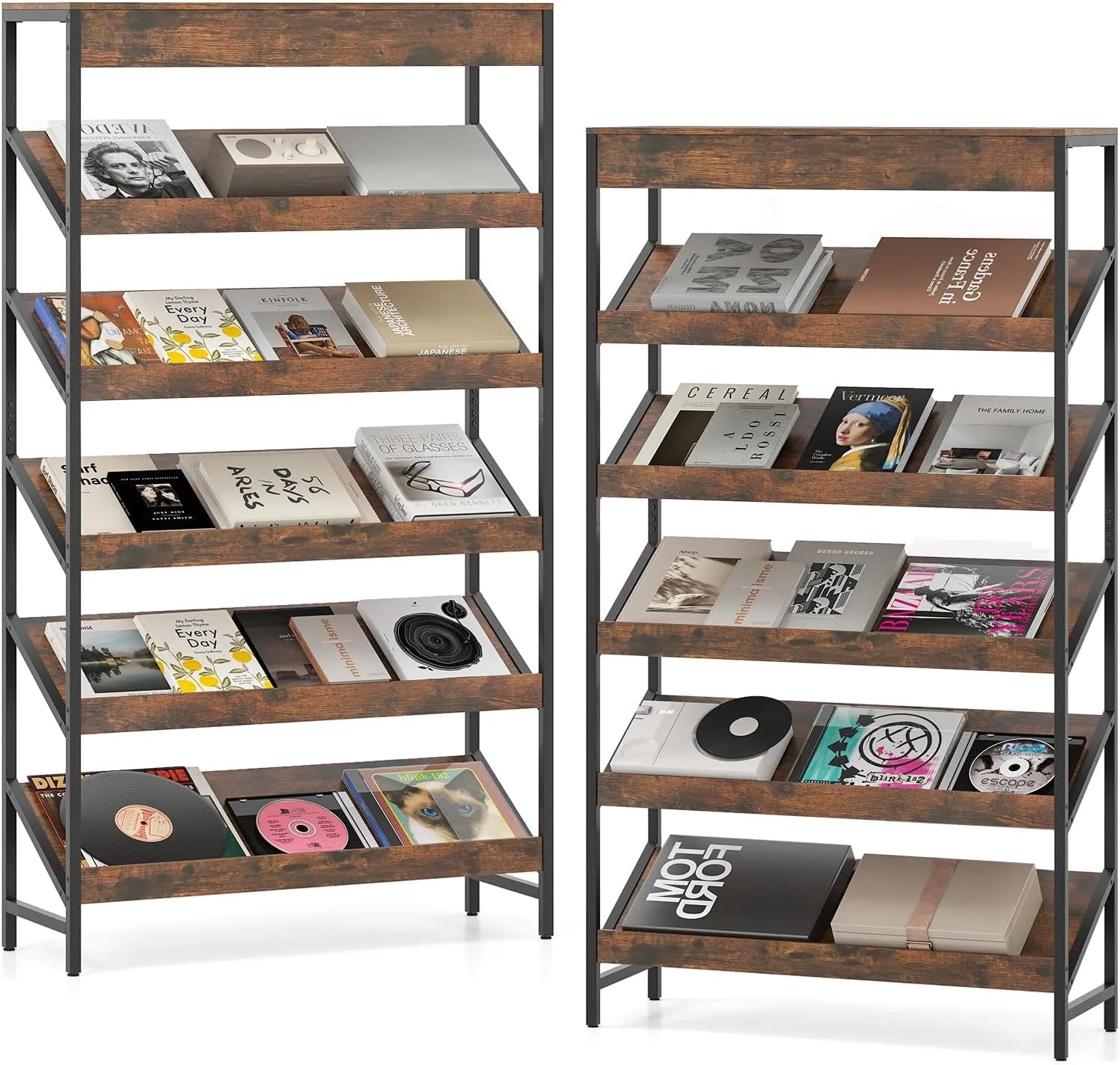 Tangkula 6-Tier Tall Freestanding Bookshelf with Angled Shelves for Home Office