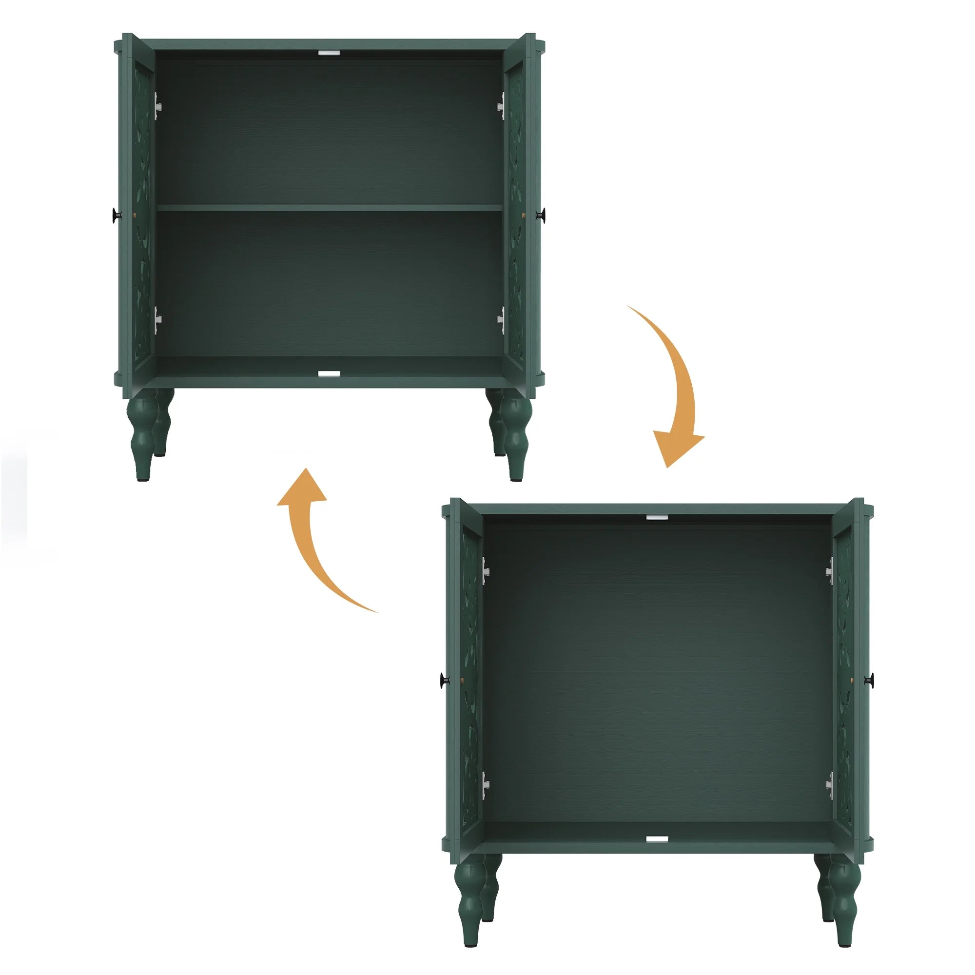 HLR 48" Accent Cabinet with 4 Doors, Vintage Hollow Carving Storage Credenza, Sideboards and Buffets Cabinet for Living Room, Kitchen, Dining Room, Entryway