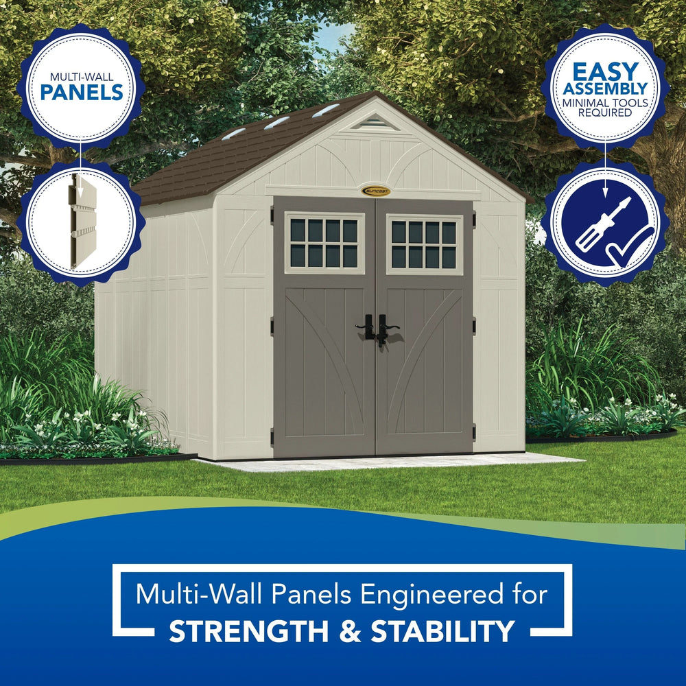 Suncast 8 x 10 ft. Metal and Resin Storage Shed. Vanilla