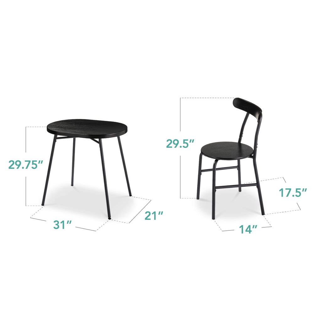 Best Choice Products 3 - Piece Modern Oval Dining Table Set, Small Kitchen Dinette W/ 2 Chairs - Black/Black