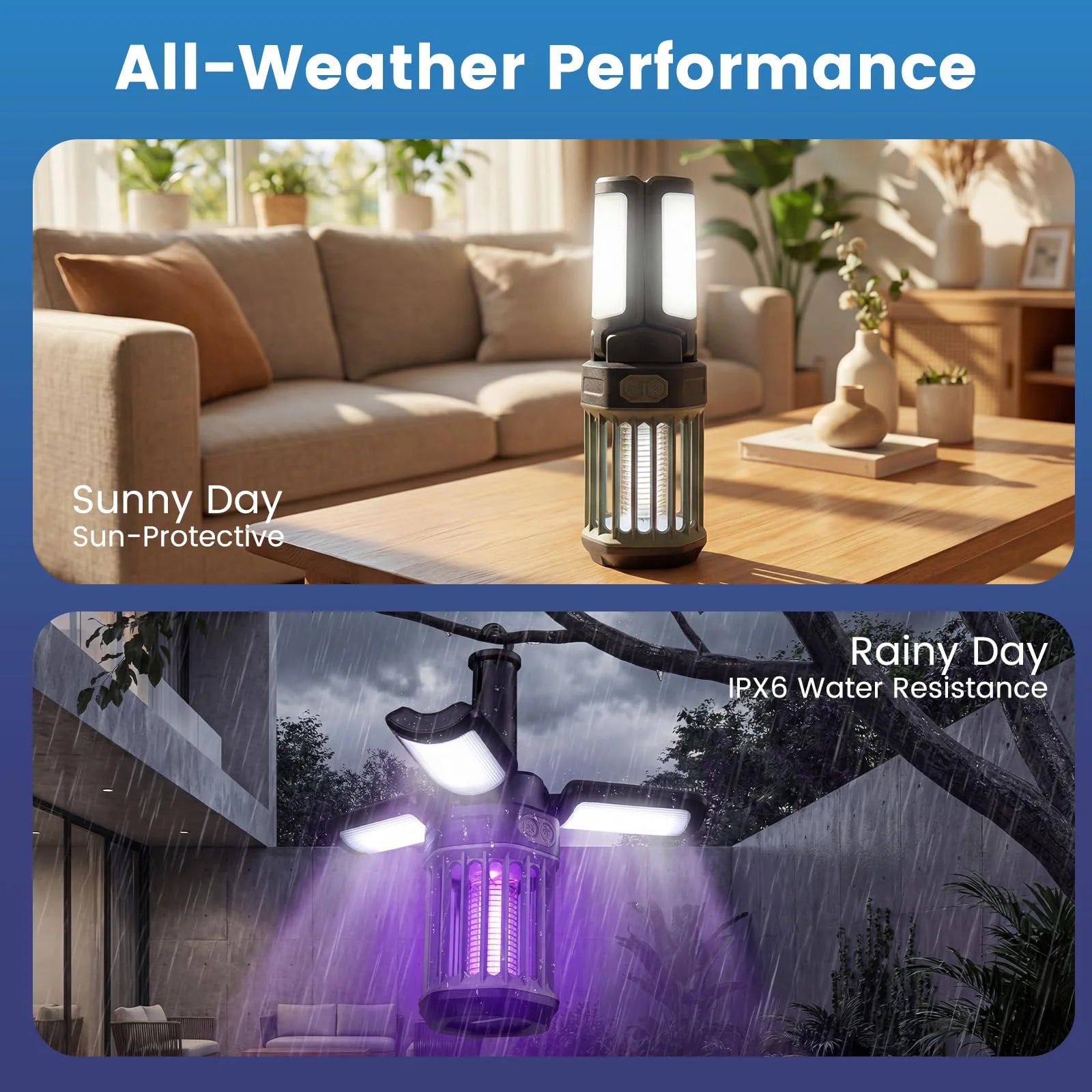 Tangkula 3-Petal Foldable Bug Zapper Adjustable Lighting Modes Type-C Rechargeable