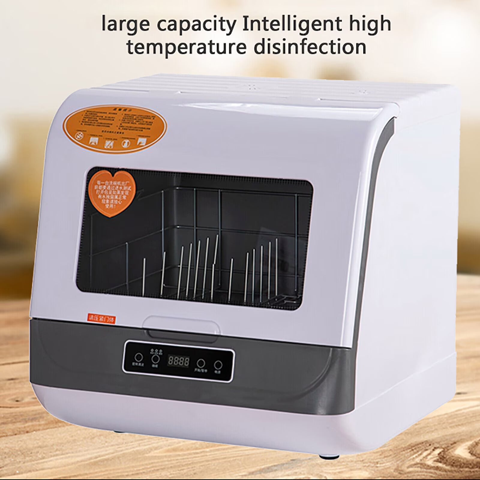 110V 800W Countertop Dishwasher Stainless Steel, 3 Wash Modes + Fruit Wash, Touch Control, Space Saving, Ideal for Small Kitchens & Rvs