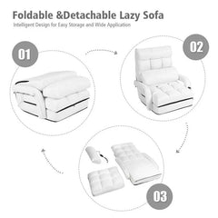 Folding Lazy Sofa Floor Chair with 6-Position Adjustable Backrest, Lumbar Pillow & Armrests, Indoor Chaise Lounge Sofa for Gaming, Living Room - Blue
