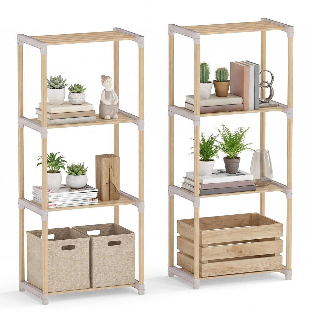 Tangkula 4/5-Tier Solid Wood Bookshelf for Home Office