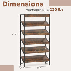 Tangkula 6-Tier Tall Freestanding Bookshelf with Angled Shelves for Home Office - 1